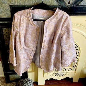 Coldwater Creek Linen Blend Jacket with Embroidered Paisley Design